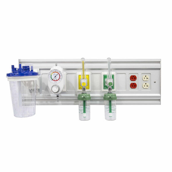 Headwall System, Simulate medical outlets, oxygen, vacuum, air, etc. Wall mount behind bed.